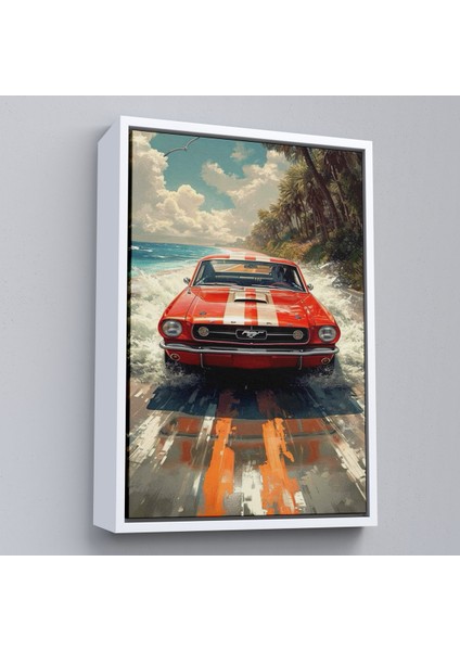 Çerçeveli Dekoratif Kanvas Tablo, Kırmızı Mustang TABLO-7910