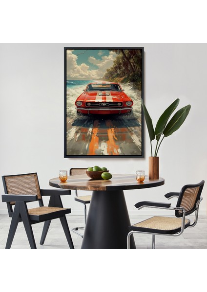 Çerçeveli Dekoratif Kanvas Tablo, Kırmızı Mustang TABLO-7910