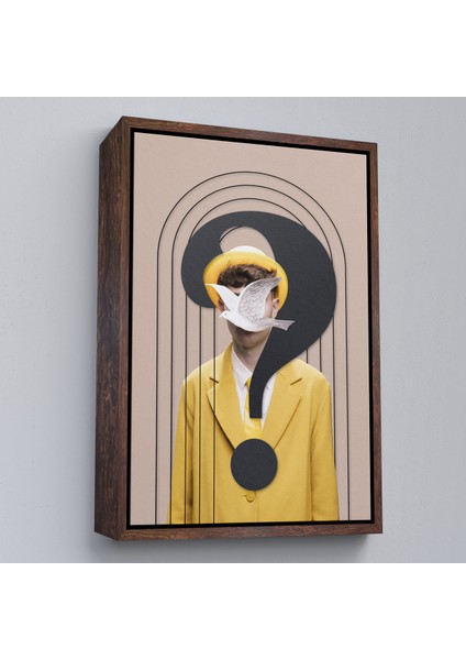 Çerçeveli Dekoratif Kanvas Tablo, Yüzünde Kuş Olan Adam Pop Art TABLO-7848