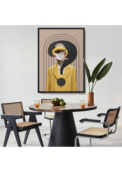 Çerçeveli Dekoratif Kanvas Tablo, Yüzünde Kuş Olan Adam Pop Art TABLO-7848