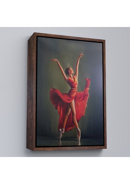 Çerçeveli Dekoratif Kanvas Tablo, Kırmızı Kıyafetli Bale Yapan Kadın TABLOSU-7951 fiyatları