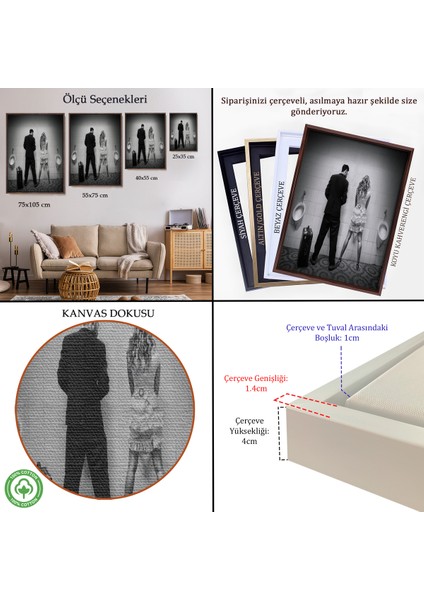 Çerçeveli Dekoratif Kanvas Tablo, Pisuvara Işeyen Çift TABLOSU-7890 indirimleri