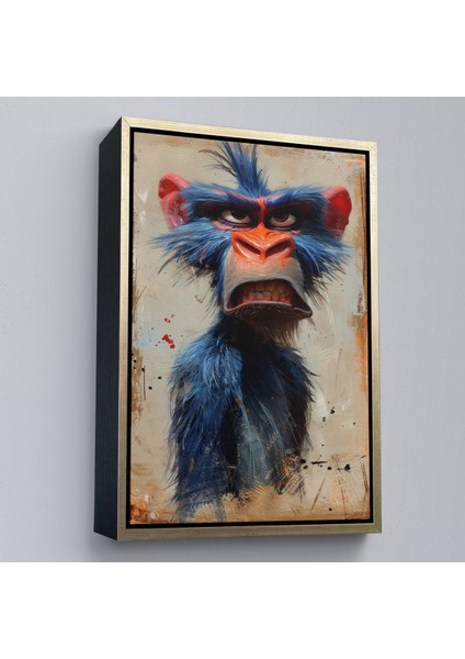 Çerçeveli Dekoratif Kanvas Tablo, Sinirli Maymun TABLOSU-7905