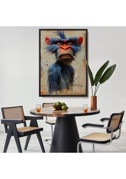 Çerçeveli Dekoratif Kanvas Tablo, Sinirli Maymun TABLOSU-7905