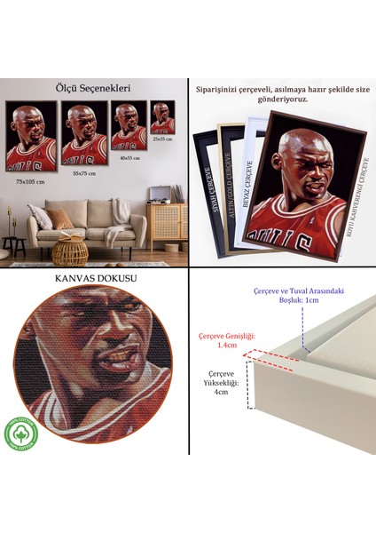 Çerçeveli Dekoratif Kanvas Tablo, Michael Jordan TABLO-7928 indirimleri