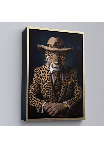 Çerçeveli Dekoratif Kanvas Tablo, Takım Elbiseli Leopar TABLOSU-7932 fiyatları