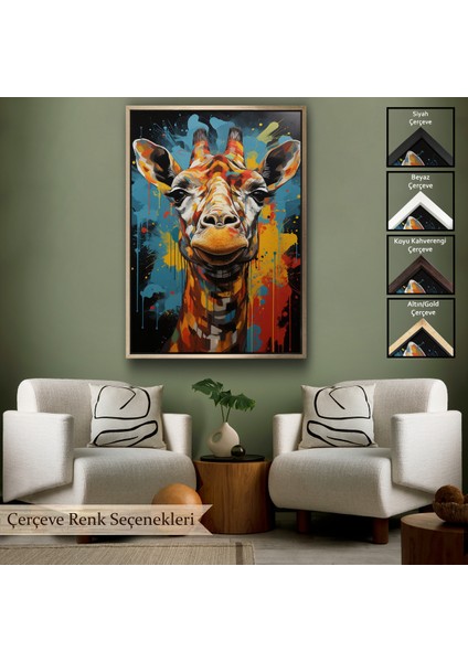 Çerçeveli Dekoratif Kanvas Tablo, Sevimli Zürafa TABLOSU-7722