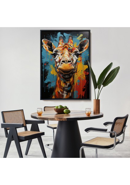 Çerçeveli Dekoratif Kanvas Tablo, Sevimli Zürafa TABLOSU-7722