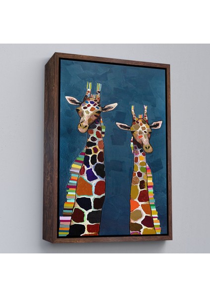 Çerçeveli Dekoratif Kanvas Tablo, Sevimli Zürafalar TABLOSU-7940 fiyatları