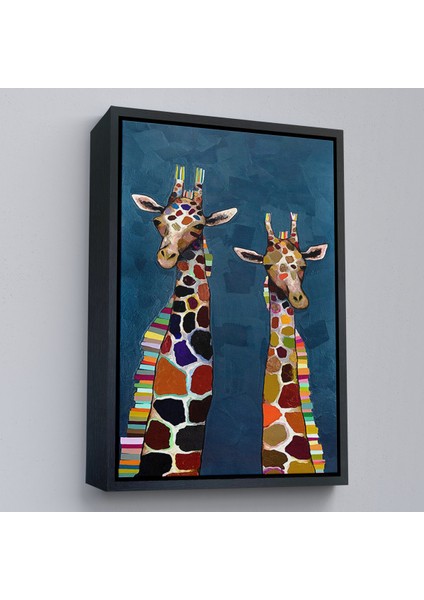 Çerçeveli Dekoratif Kanvas Tablo, Sevimli Zürafalar TABLOSU-7940 modelleri
