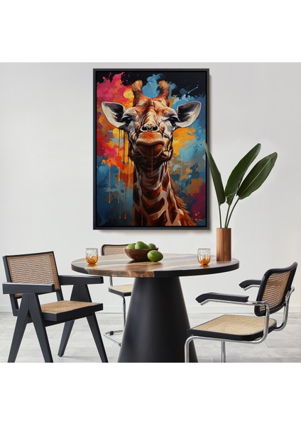 Çerçeveli Dekoratif Kanvas Tablo, Sevimli Zürafa TABLOSU-7880