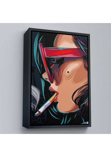 Çerçeveli Dekoratif Kanvas Tablo, Sgara Içen Pop Art Kadın TABLOSU-7929