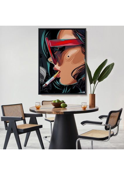 Çerçeveli Dekoratif Kanvas Tablo, Sgara Içen Pop Art Kadın TABLOSU-7929