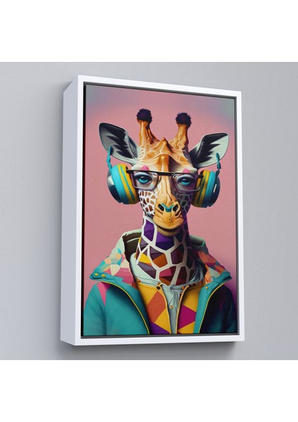 Çerçeveli Dekoratif Kanvas Tablo, Sevimli Zürafa TABLOSU-7954 fırsatları