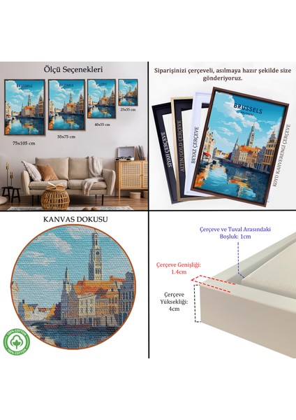 Çerçeveli Dekoratif Kanvas Tablo, Brüksel Belçika TABLOSU-7964 indirimleri