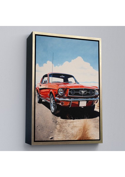 Çerçeveli Dekoratif Kanvas Tablo, Kırmızı Mustang TABLO-7971 fiyatları