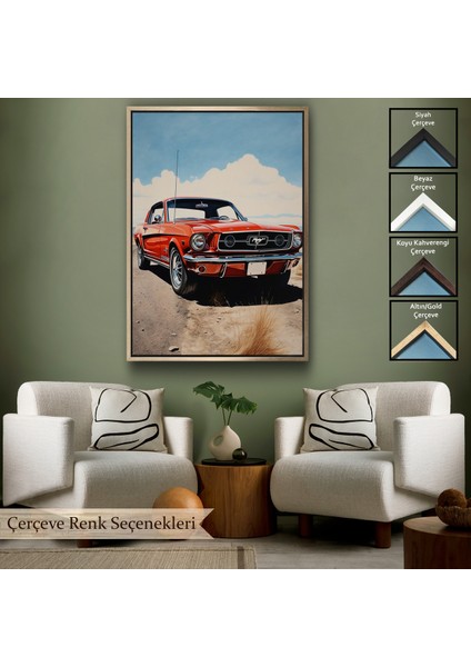 Çerçeveli Dekoratif Kanvas Tablo, Kırmızı Mustang TABLO-7971