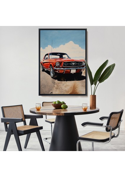 Çerçeveli Dekoratif Kanvas Tablo, Kırmızı Mustang TABLO-7971