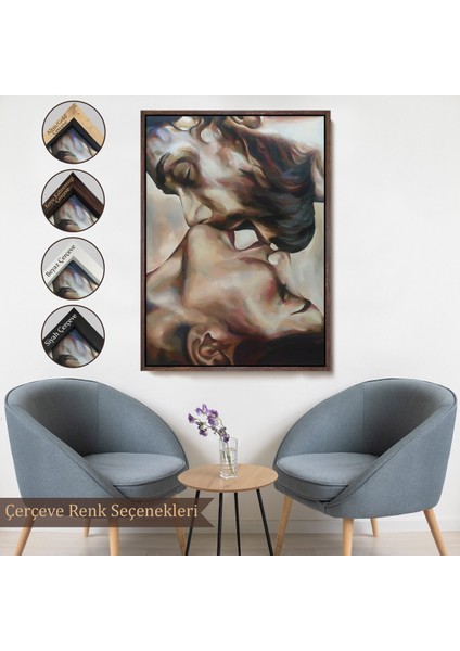 Çerçeveli Dekoratif Kanvas Tablo, Öpüşen Çift TABLOSU-7956