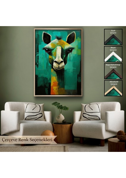 Çerçeveli Dekoratif Kanvas Tablo, Sevimli Zürafa TABLOSU-7963