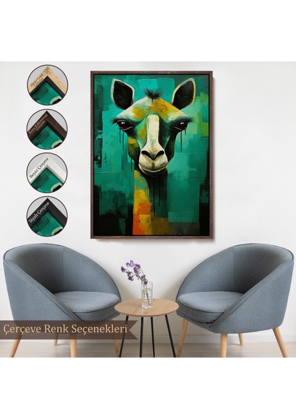 Çerçeveli Dekoratif Kanvas Tablo, Sevimli Zürafa TABLOSU-7963