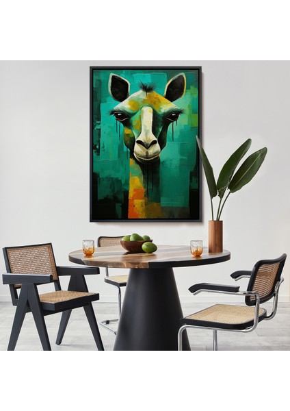 Çerçeveli Dekoratif Kanvas Tablo, Sevimli Zürafa TABLOSU-7963