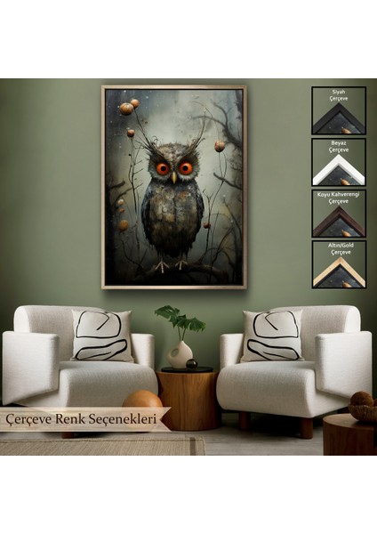 Çerçeveli Dekoratif Kanvas Tablo, Sevimli Baykuş TABLOSU-7985