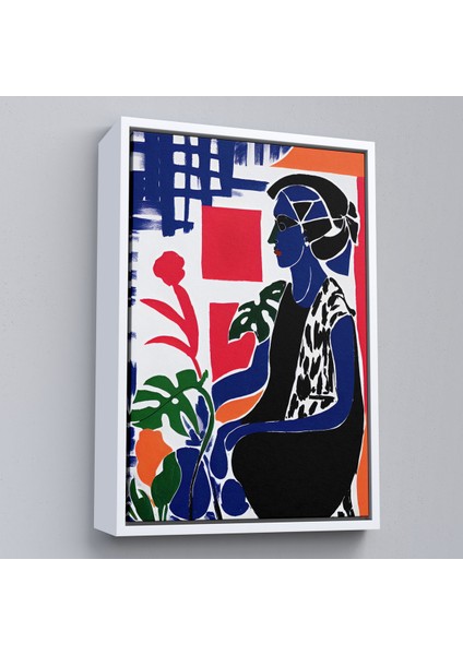 Çerçeveli Dekoratif Kanvas Tablo, Yeşil Yapraklı Monstera ve Kadın TABLOSU-7989 fırsatları