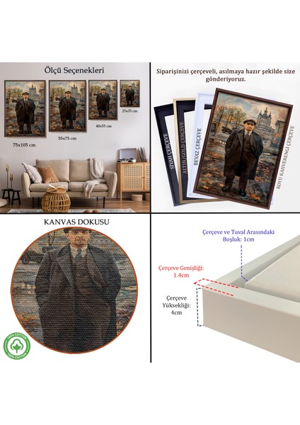 Çerçeveli Dekoratif Kanvas Tablo, Sovyet Lideri Vladimir Lenin TABLO-7973 indirimleri