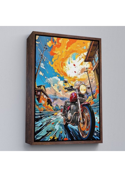 Çerçeveli Dekoratif Kanvas Tablo, Sevimli Renkli Motor TABLOSU-7896 fiyatları
