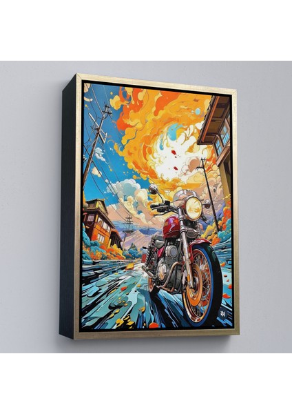 Çerçeveli Dekoratif Kanvas Tablo, Sevimli Renkli Motor TABLOSU-7896 modelleri