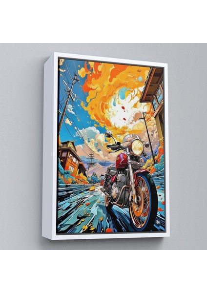 Çerçeveli Dekoratif Kanvas Tablo, Sevimli Renkli Motor TABLOSU-7896 fırsatları