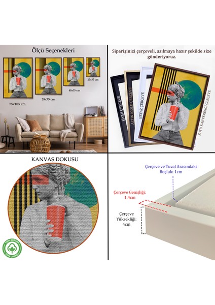 Çerçeveli Dekoratif Kanvas Tablo, Pop Art Soyut Kadın TABLOSU-7875 indirimleri