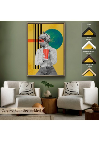 Çerçeveli Dekoratif Kanvas Tablo, Pop Art Soyut Kadın TABLOSU-7875