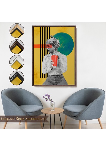 Çerçeveli Dekoratif Kanvas Tablo, Pop Art Soyut Kadın TABLOSU-7875