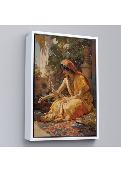 Çerçeveli Dekoratif Kanvas Tablo, Hintli Kadın TABLOSU-7986