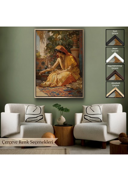 Çerçeveli Dekoratif Kanvas Tablo, Hintli Kadın TABLOSU-7986