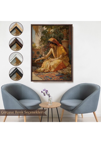 Çerçeveli Dekoratif Kanvas Tablo, Hintli Kadın TABLOSU-7986