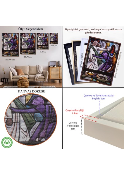 Çerçeveli Dekoratif Kanvas Tablo, Şeytan Isa'yı Kandırıyor TABLO-7987 indirimleri