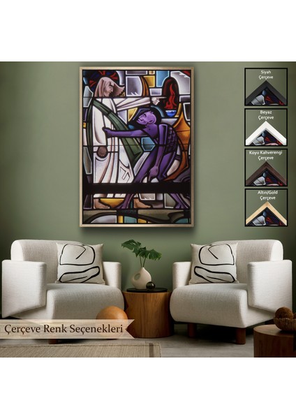 Çerçeveli Dekoratif Kanvas Tablo, Şeytan Isa'yı Kandırıyor TABLO-7987