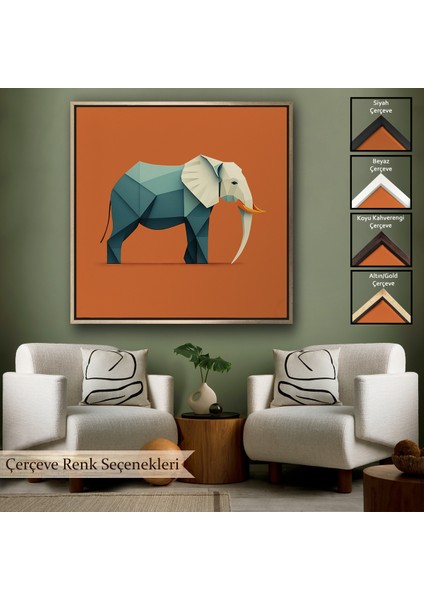 Çerçeveli Dekoratif Kanvas Tablo, Yapay Zeka Fil TABLOSU-8311