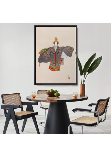 Çerçeveli Dekoratif Kanvas Tablo, Kamisaka Sekka - Japon Kadın TABLOSU-8046