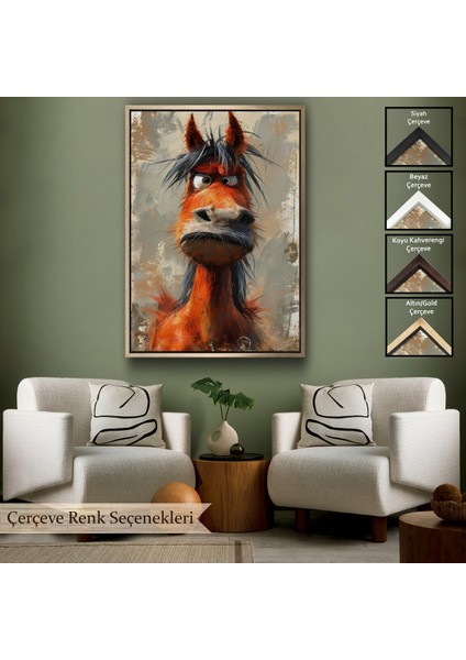 Çerçeveli Dekoratif Kanvas Tablo, Sevimli Eşek TABLOSU-7893