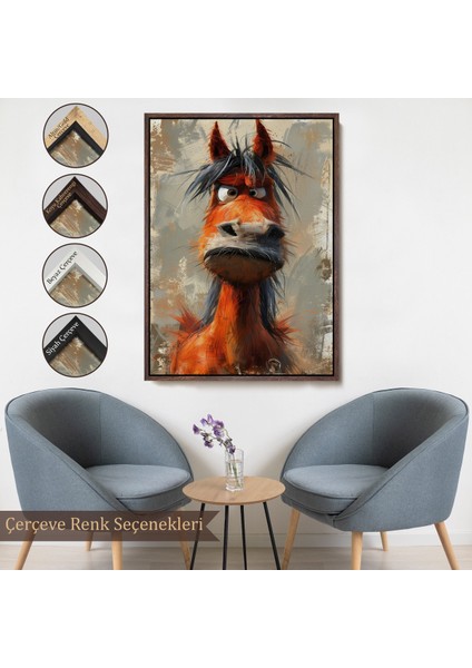 Çerçeveli Dekoratif Kanvas Tablo, Sevimli Eşek TABLOSU-7893