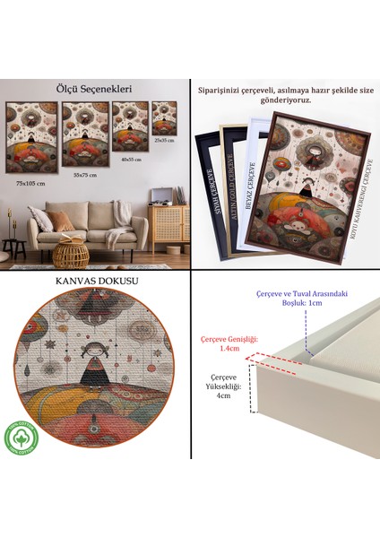 Çerçeveli Dekoratif Kanvas Tablo, Tepenin Üstündeki Sevimli Kızlar TABLOSU-8006 indirimleri