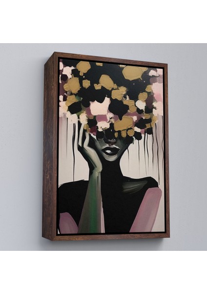 Çerçeveli Dekoratif Kanvas Tablo, Çiçek Başlı Soyut Kadın TABLOSU-7833 fiyatları