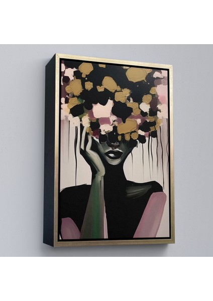 Çerçeveli Dekoratif Kanvas Tablo, Çiçek Başlı Soyut Kadın TABLOSU-7833 modelleri