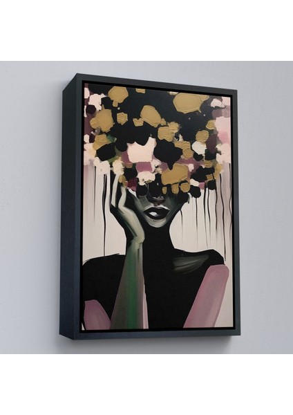 Çerçeveli Dekoratif Kanvas Tablo, Çiçek Başlı Soyut Kadın TABLOSU-7833 fırsatları