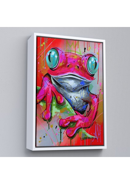 Çerçeveli Dekoratif Kanvas Tablo, Sevimli Pembe Kurbağa TABLOSU-7838 fırsatları