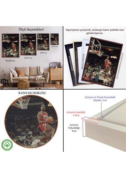 Çerçeveli Dekoratif Kanvas Tablo, Michael Jordan TABLO-7965 indirimleri